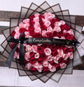 100 Red and Pink Roses Black Transparent Wrapping