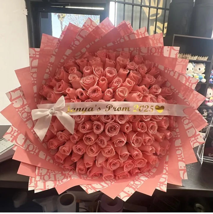 100 Pink Roses on Pink Dir  Wrapping