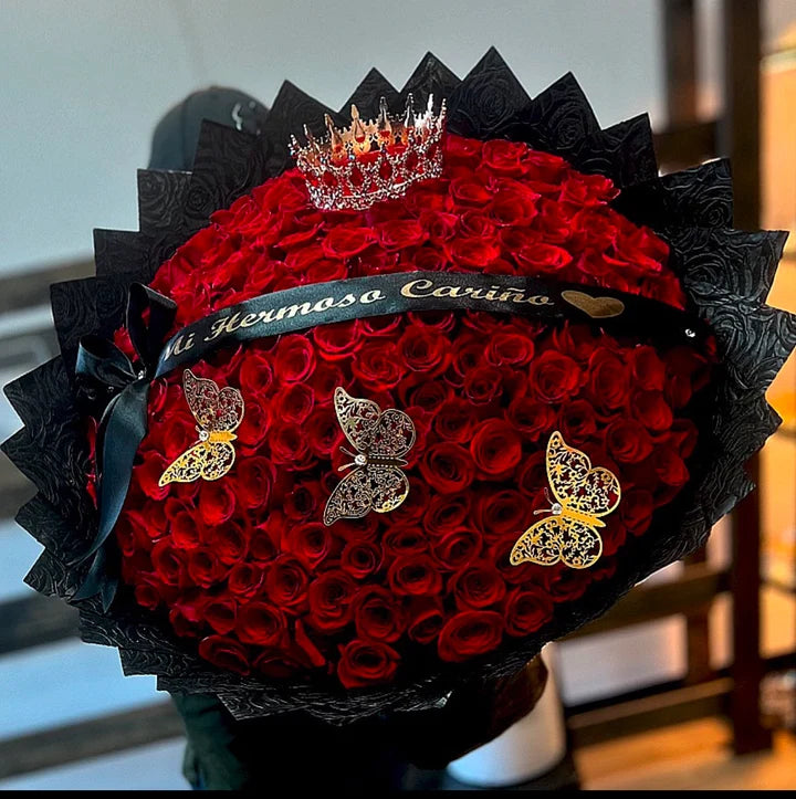 150 Red Roses on Black Wrapping