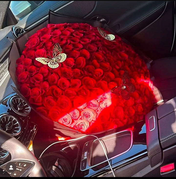 200 Red Roses on Black Transparent Wrapping
