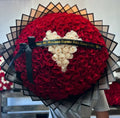 300 Red Roses White Heart on Black Transparent Wrapping