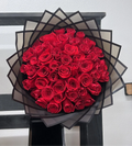 50 Red Roses Black Transparent Wrapping