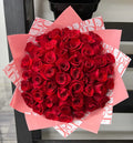 50 Red Roses Pink Dir Wrapping