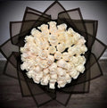 50 White Roses Black Transparent Wrapping