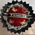 75 Red Roses Baby Breath Black Wrapping