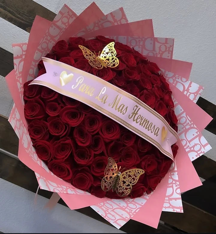 75 Red Roses Pink Dir Wrapping